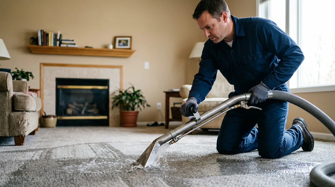 Water damage restoration technician working near Glenwood, NJ
